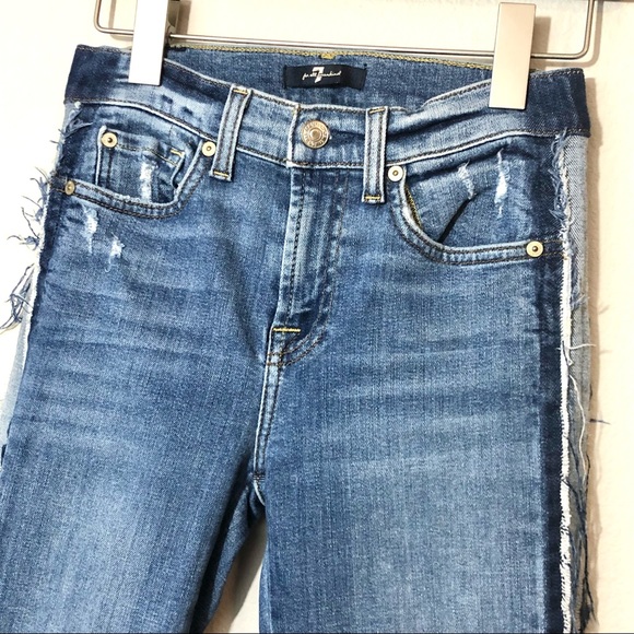 \7 FAM\• Distressed Side Stripe Jeans - Picture 3 of 16